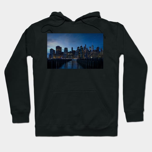 Financial district of Manhattan in New York City at night Hoodie by renee1ty